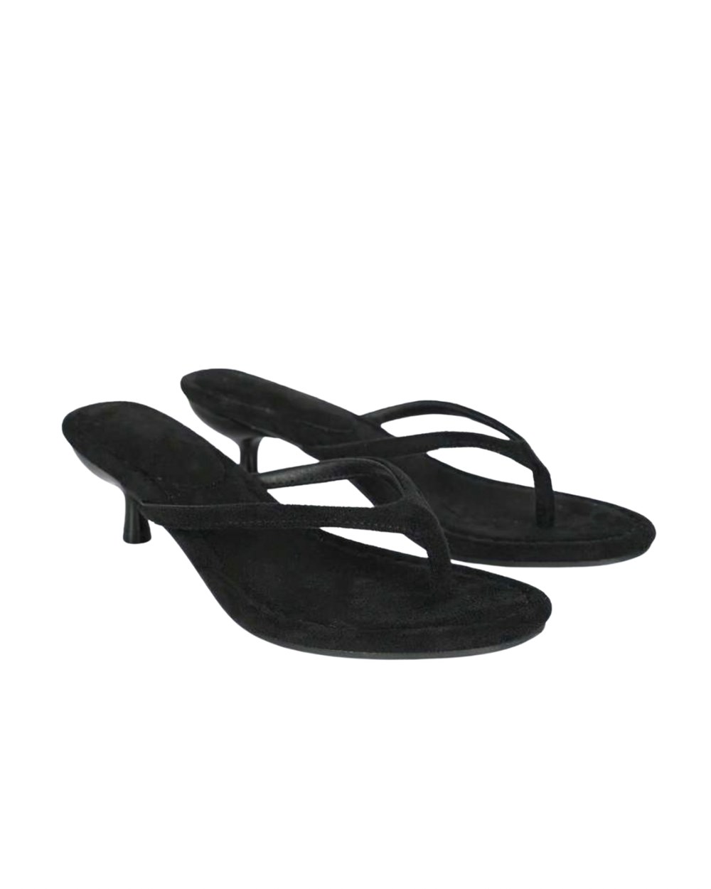 Black Thong Heeled Sandal