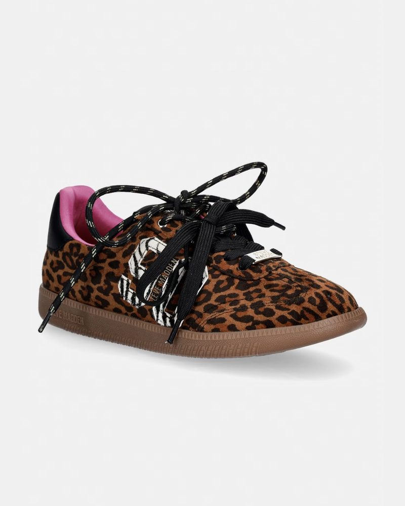 Leopar desenli süet sneaker