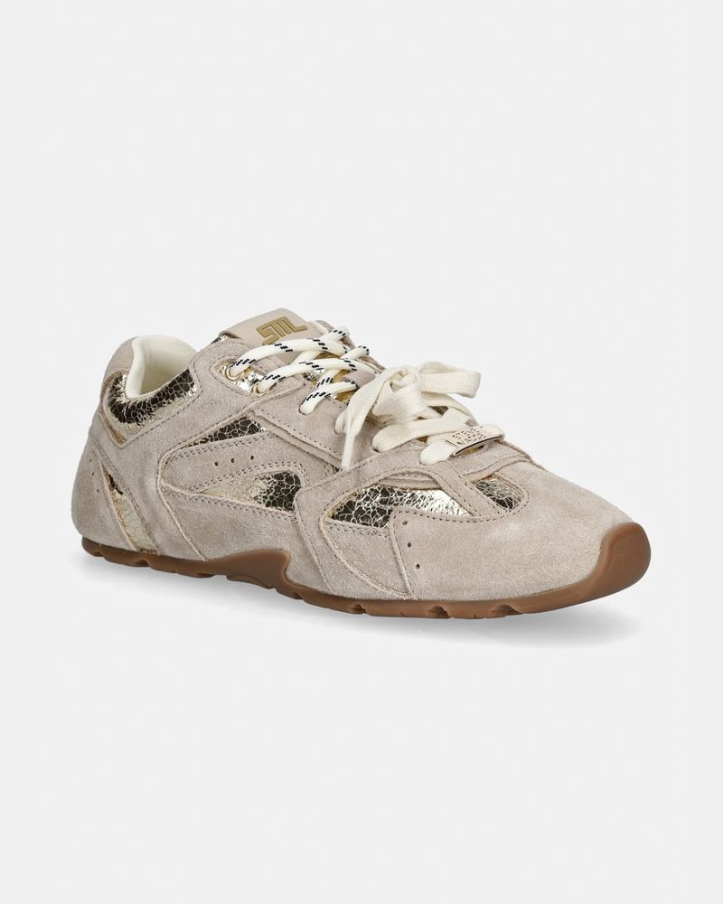 Krem ve gri süet sneaker