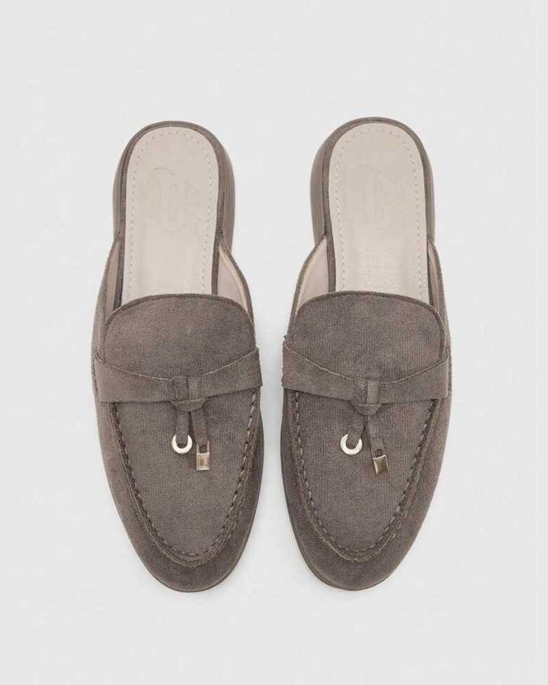 Vizon süet loafer terlik